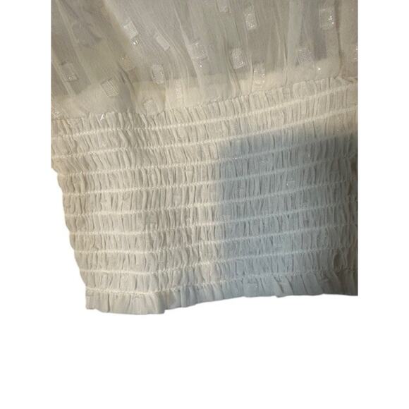 BOG Collective Cream Long Sleeve Ruffled Polka Dot Sheer Blouse Top Women Sz S - Picture 3 of 12